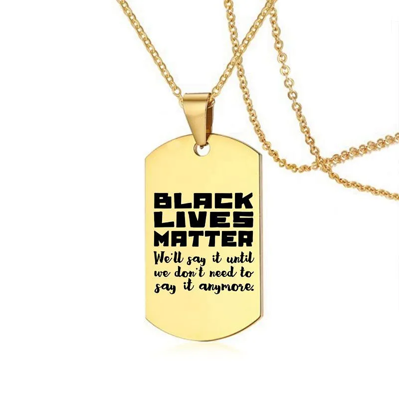 Factory Wholesale In Stock No Minimum Back Lives Matter Jewelry Stainless Steel Gold Charm Necklace