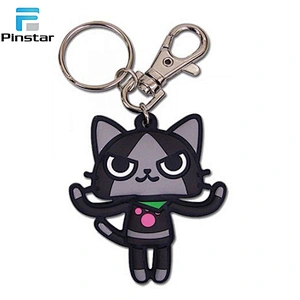 Cheap Design Custom little cat shaped 3D Soft PVC Rubber PVC keychains