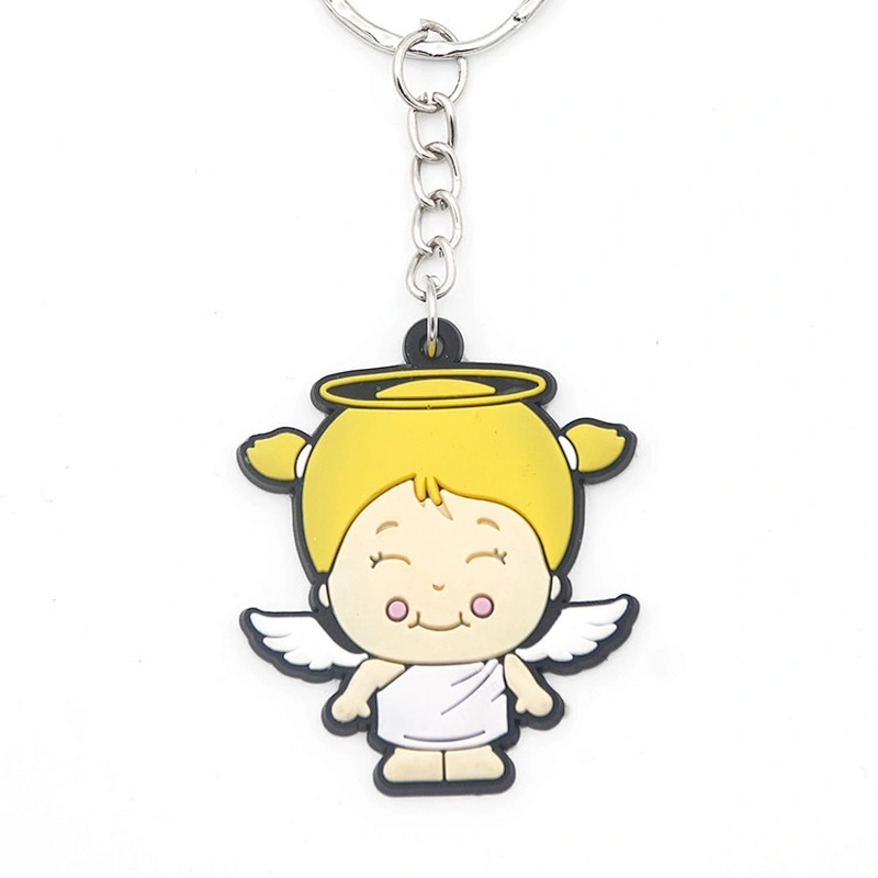High quality Custom little angle Rubber PVC keychains