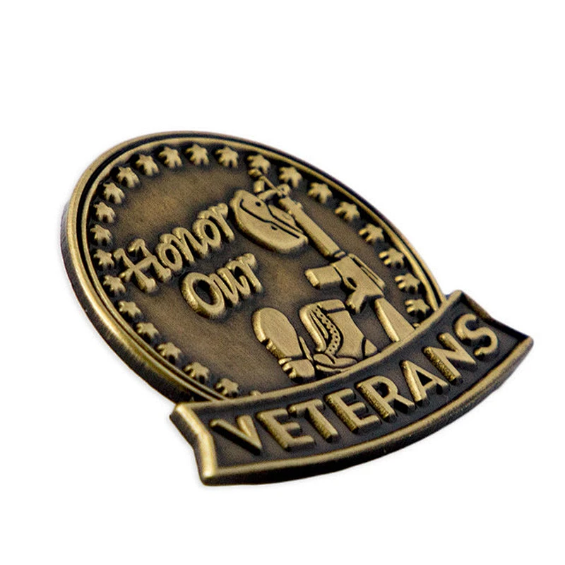 Antique Bronze Honor Our Veterans Lapel Pin Badge