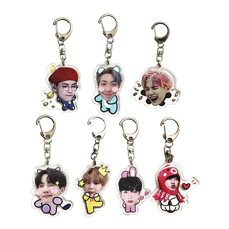 Factory Making Cheap Customized Kpop Souvenir Gift Charm Keychains Custom BTS Photo Acrylic Charms