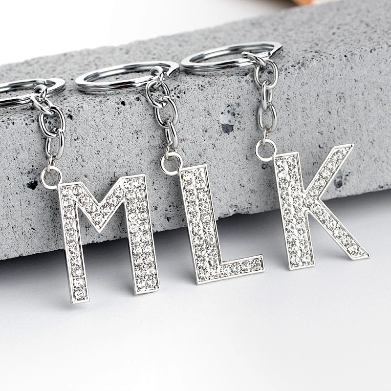 Wholesale In Stock No Mold Fee Diamond Alhabet Letters Letter M Keychain