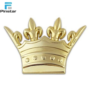 Manufacturer china 3D Gold metal long needle crown lapel pin