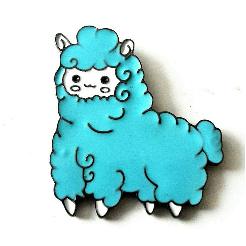 Cute Smiley Blue Alpaca Enamel Pin Cloth Clips Badge Clip