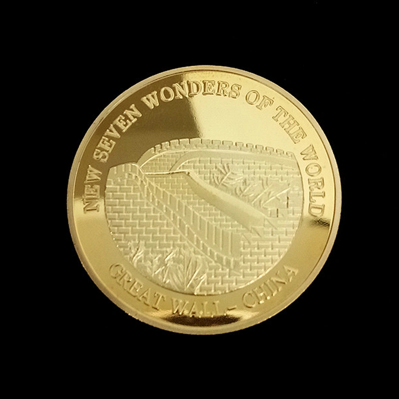 Factory Making Cheap High Quality SEVEN WORLD WONDERS Souvenir Gold Plated Coin