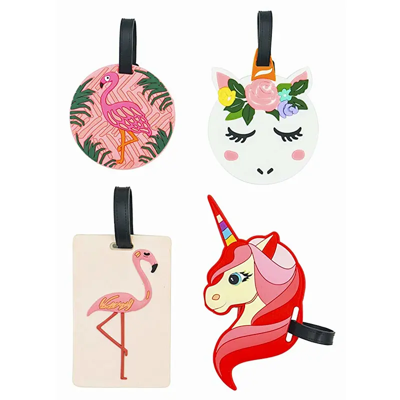 High quality unicorn shape custom PVC luggage tag