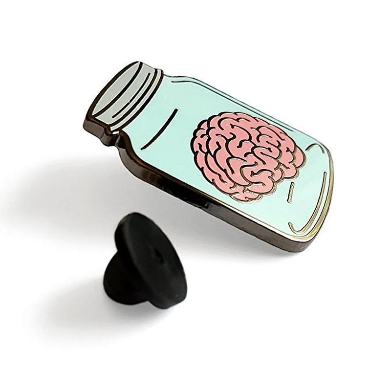 Soft enamel pin custom brain shape badges lapel pins