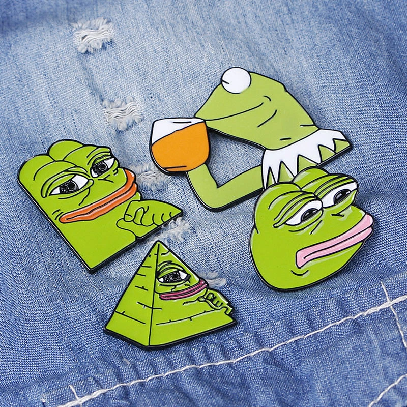 Factory Wholesale Fashion Gift In Stock Sad Smug Pepe The Frog Enamel Pin Brooch for Garment