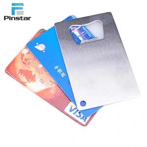2017 hot sales custom logo flat steel blank credit card beer bottle opener
