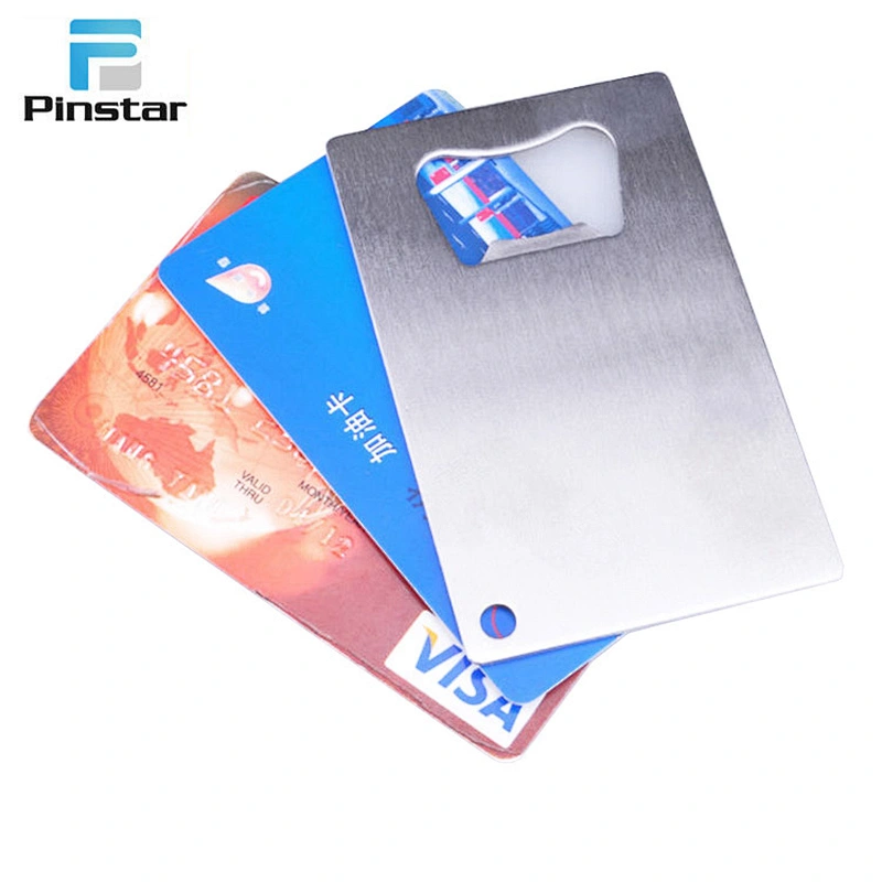 2017 hot sales custom logo flat steel blank credit card beer bottle opener