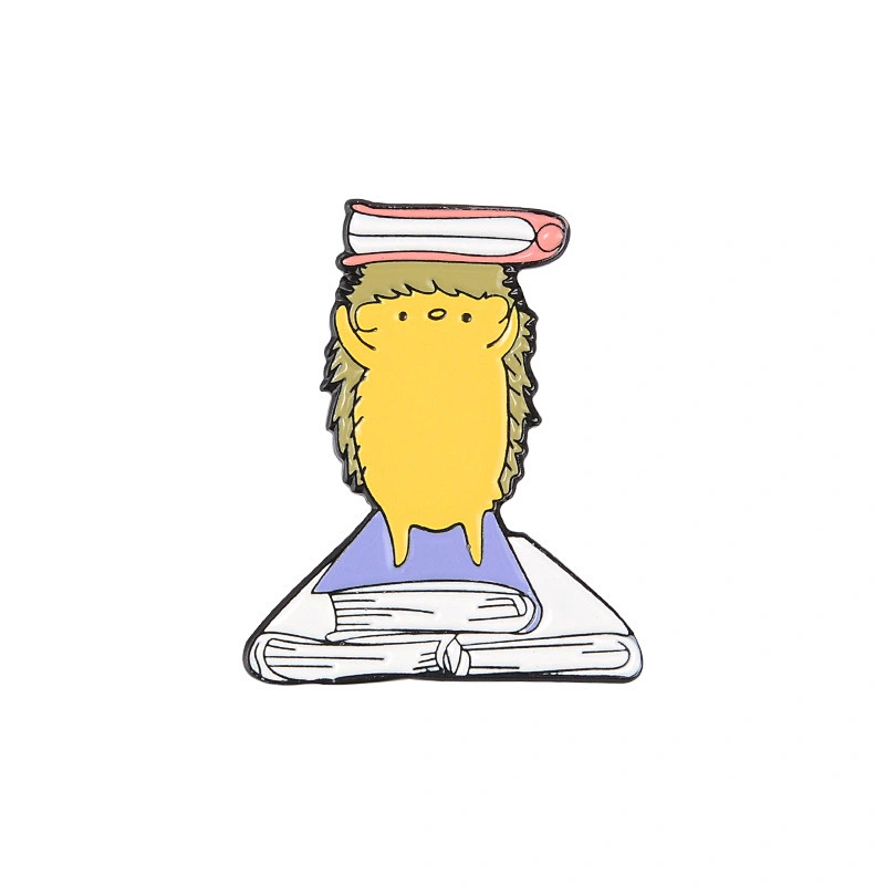 Cute Cartoon Hedgehog Reading Book Lapel Pin