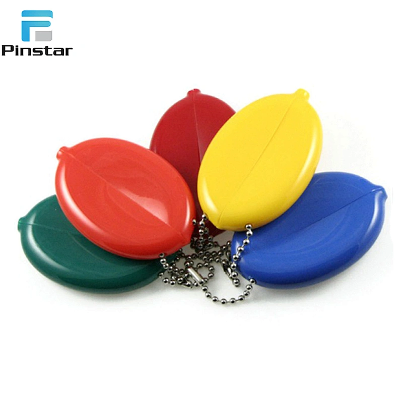 Popular Custom Logo Printed Oval Shape Plastic PVC Coin Holder Purse for Promotion
