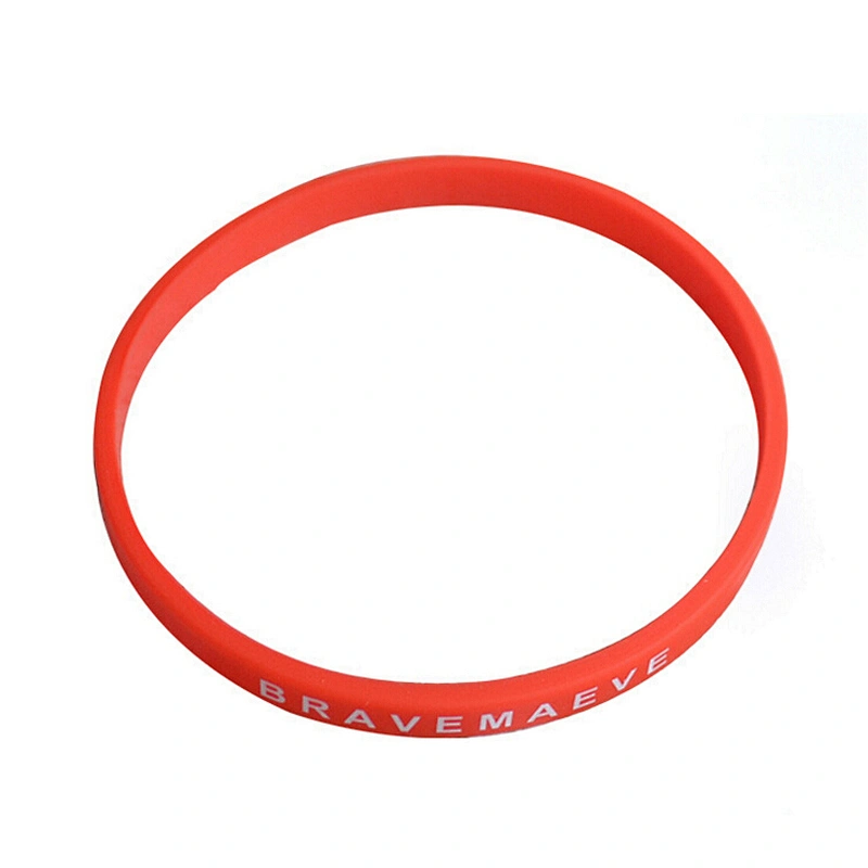 Suzhou Factory Colorful Logo Printed Custom Made Cheap Thin Silicone Bracelet