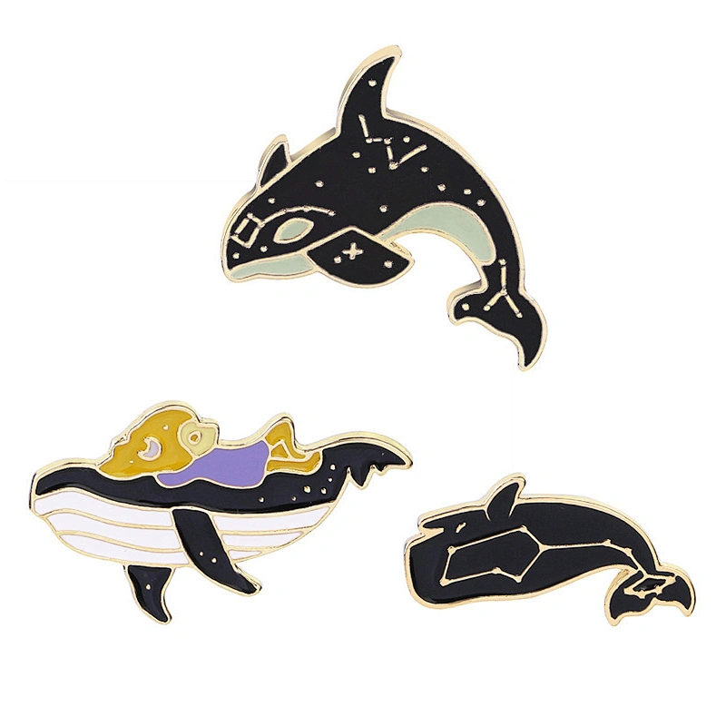Factory Making Wholesale Fashion Gift Custom Soft Enamel Dolphin Fish Pin Brooch