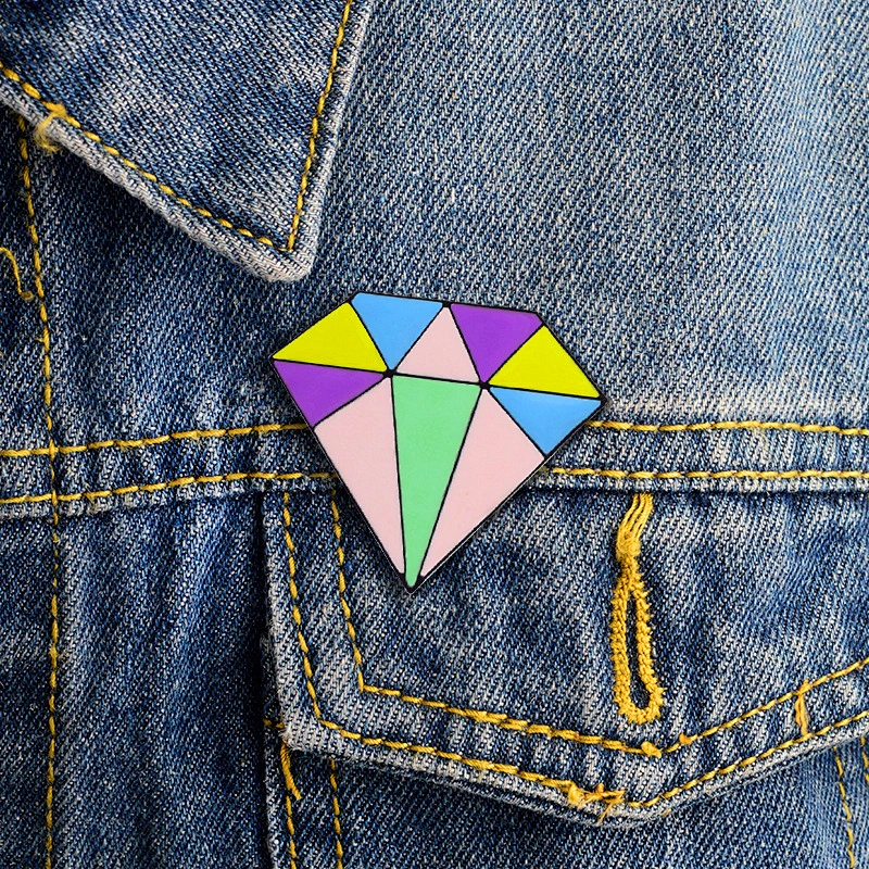 Colorful Cute Diamond Shape Lapel Pin Manufacturer