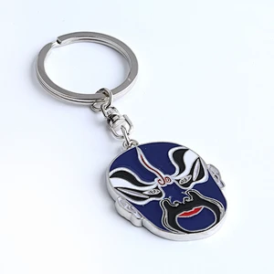 Peking Opera shape custom metal keychain with keyring