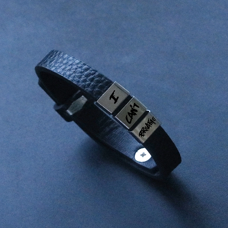 Stainless Steel Adjustable Black Lives Matter Bracelet I CAN'T BREATHE Leather Bracelet