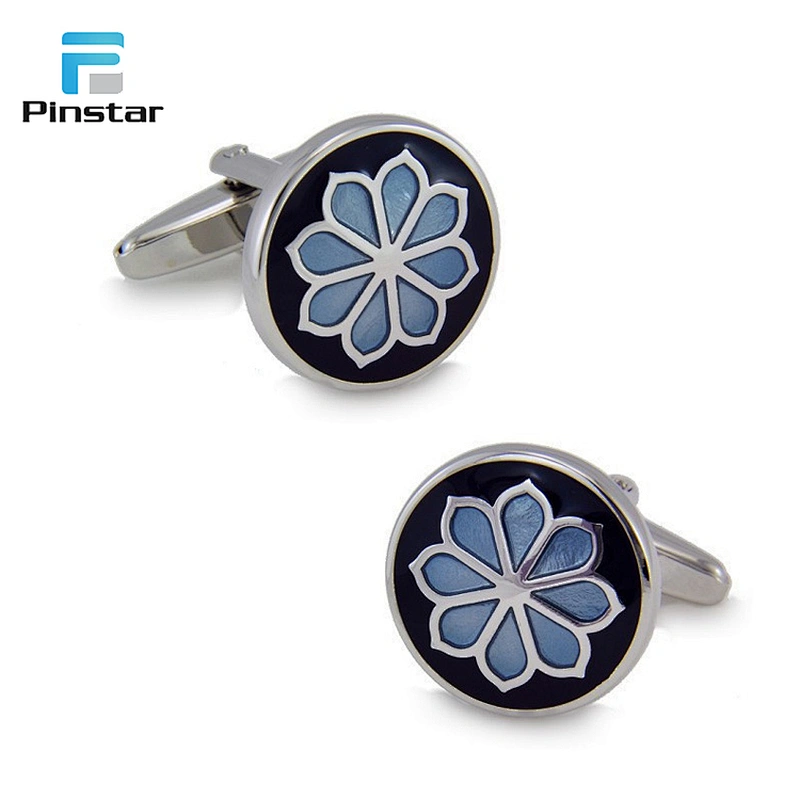 Factory Manufacturer Make Custom Shirt Boys Diy Flower Cufflink Red Blue