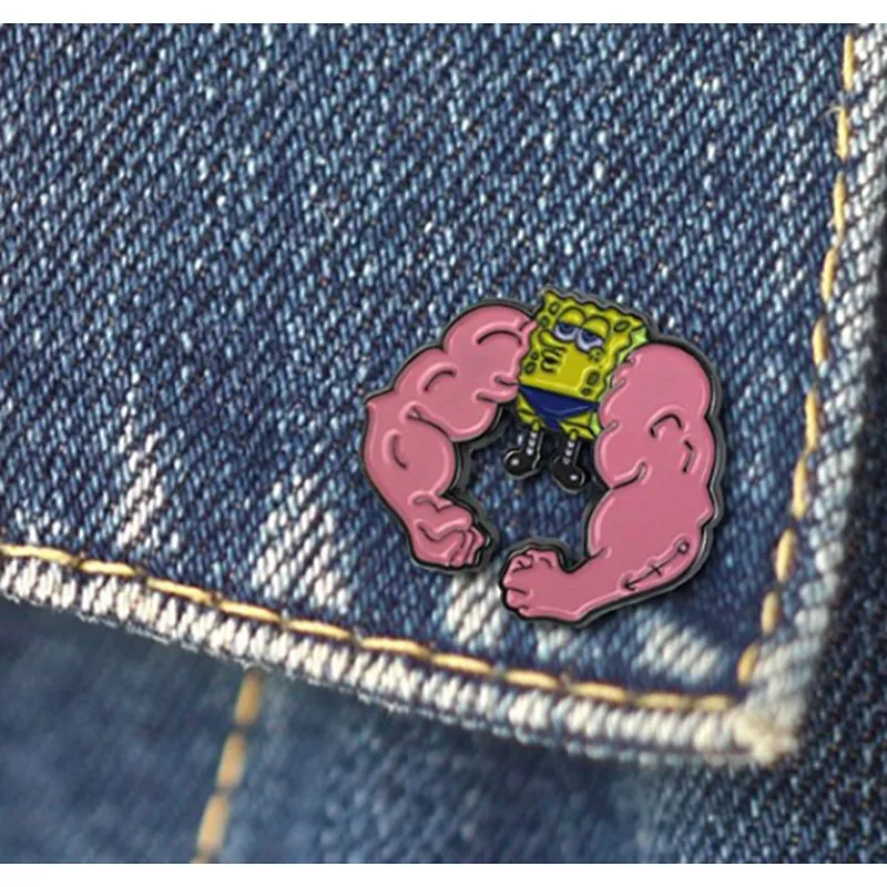 Spongebob Enamel Pin Lapel/Hat/Backpack Muscle Spongebob Funny Meme
