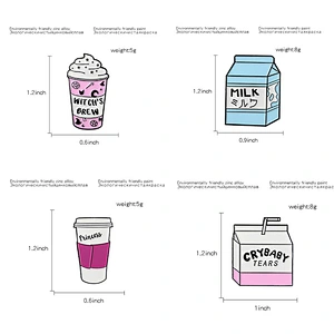 Wholesale In Stock Cute Cartoon Drink Accessory Lapel Pins Tea Milk Coffee Cup Enamel Hat Pin
