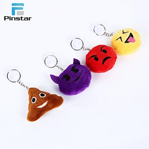 Promotional durable ghost image mini toy purple emoji plush keychains