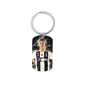 Stainless Steel Metal Keychain with C Ronaldo Pattern