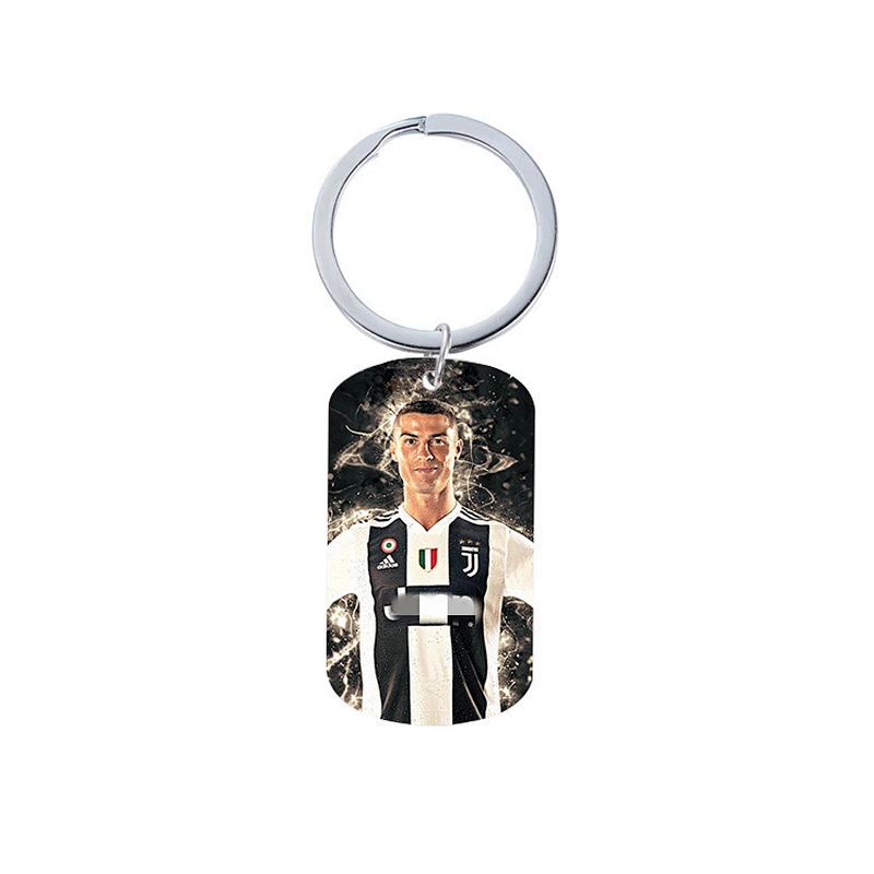 Stainless Steel Metal Keychain with C Ronaldo Pattern