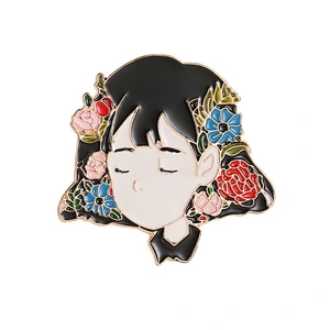 High Quality Cute Cartoon Little Girl Brooch Enamel Pin