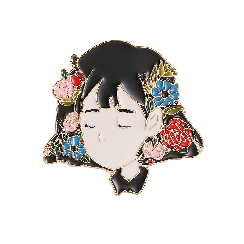 High Quality Cute Cartoon Little Girl Brooch Enamel Pin