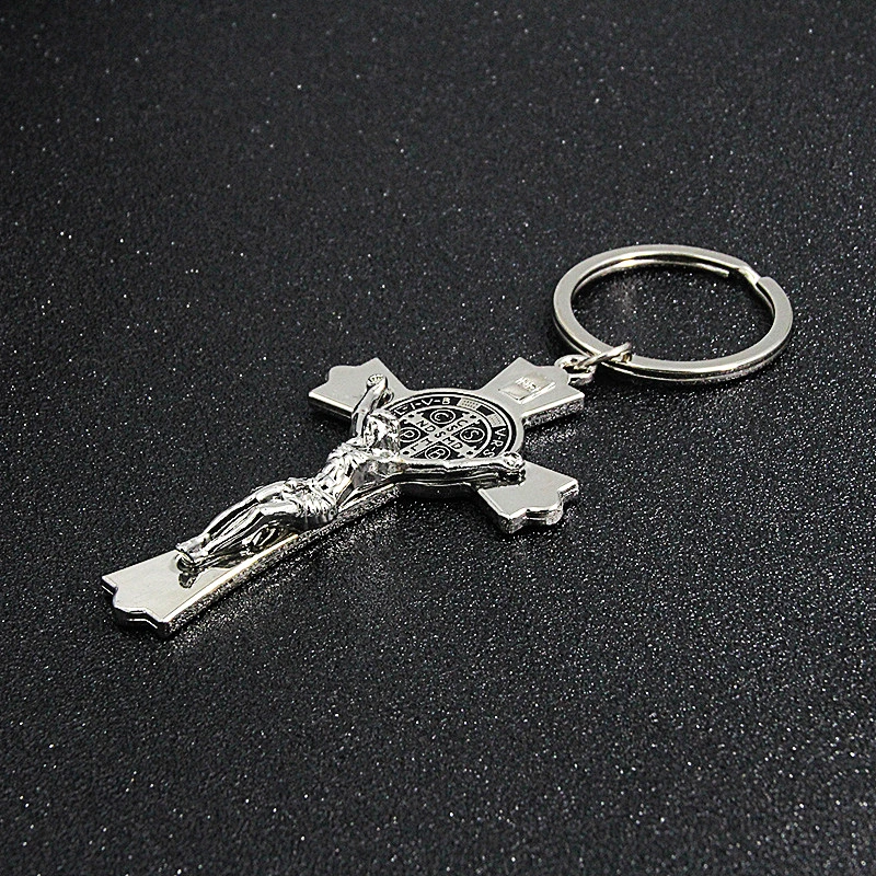 Custom Zinc Alloy Metal Religious Jesus Keychain with Cross