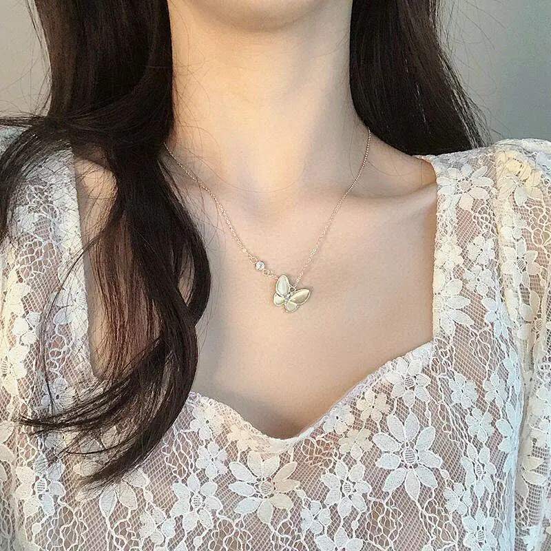 Rose Gold Color Silver Color Necklaces Butterfly Pendant Necklace