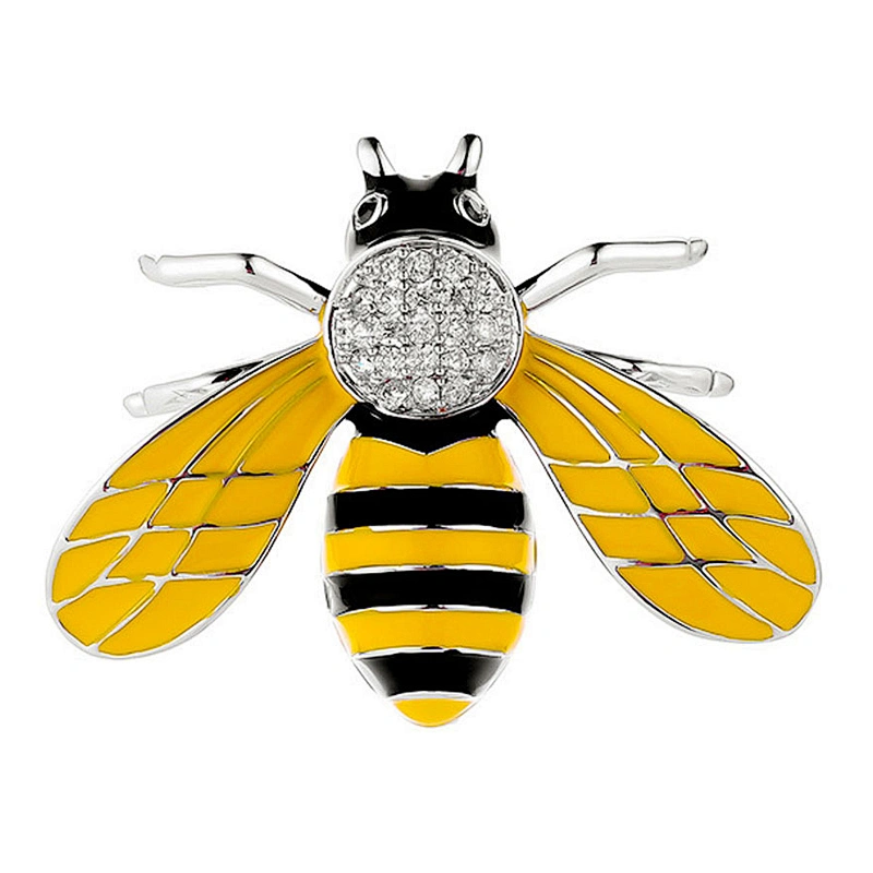 Factory Making Wholesale Cute Custom Carton Pins Black Yellow Enamel Honey Bee Pin