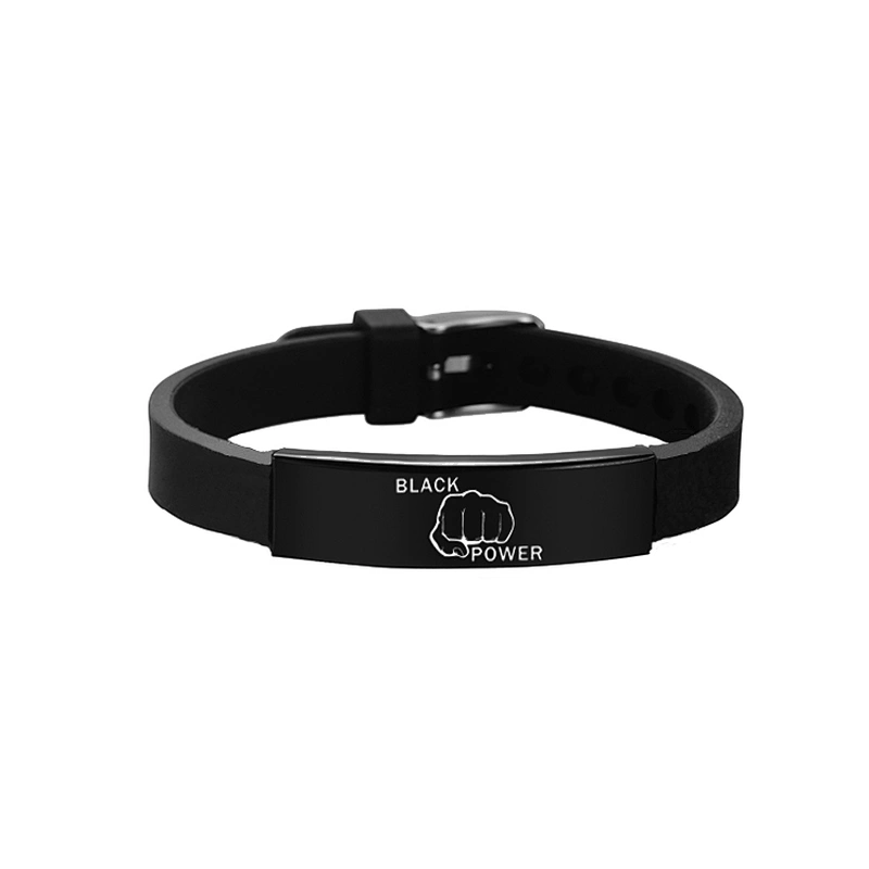 I CAN'T BREATHE Protest Power Stainless Steel Silicone Bracelet Black Lives Matter Engraved Bracelet Women