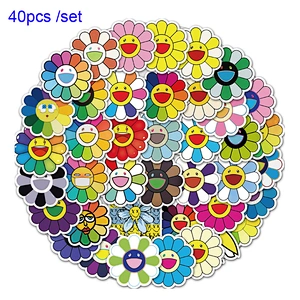 Factory Wholesale In Stock Custom Shaped Waterproof PVC Adhesive Sticker Cartoon Flower Stickers
