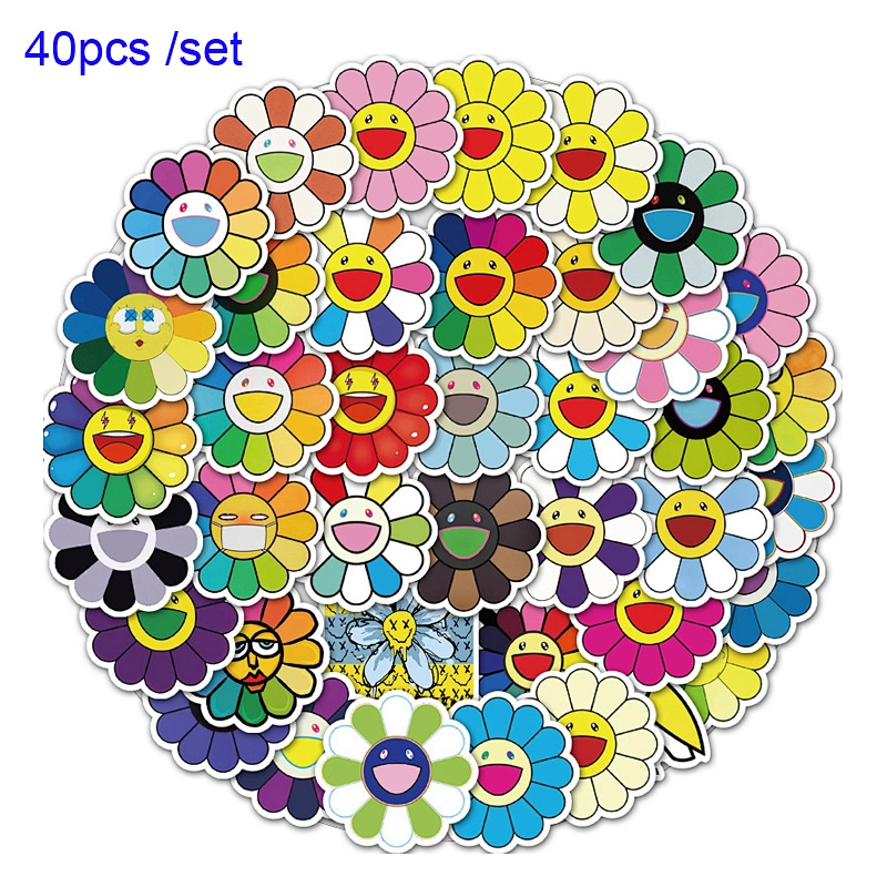 Factory Wholesale In Stock Custom Shaped Waterproof PVC Adhesive Sticker Cartoon Flower Stickers