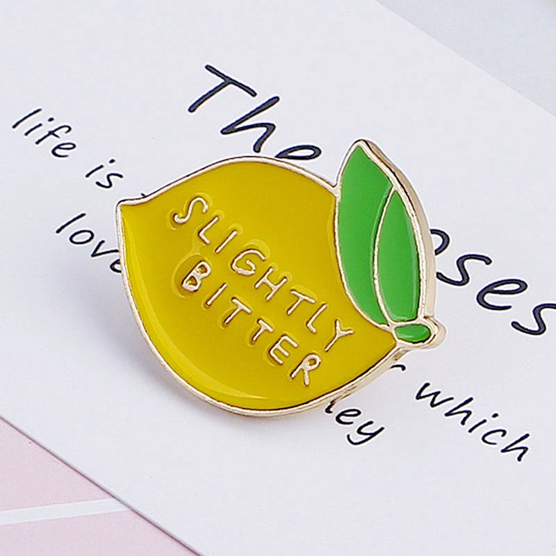 Factory Wholesale In Stock Custom Logo Letter Lapel Pins Fruit Lemon Pin Brooch
