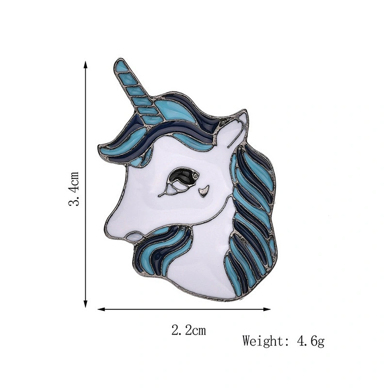 Hot Sale In Stock Fancy Unicorn Metal Brooch Pin Unicorn Head Soft Enamel Pin
