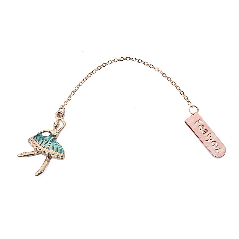 Gold Plating Ballerina Girl Pendant Bookmark