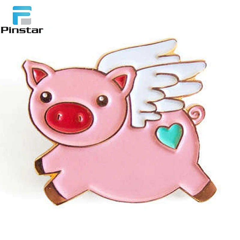 Custom Made Bulk Cute Flying Pig Hard Enamel Animal Metal Lapel Pins