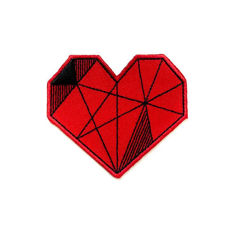custom red heart shapes iron-on embroidered patch for decoration