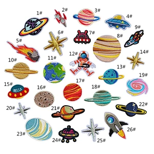 Wholesale In Stock No Minimum Embroidered Planet Badge Embroidery Space Iron On Patches
