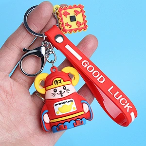 Year of the Rat Keychain Soft Rubber PVC 3D Keychain Zodiac Keychains
