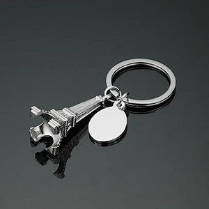 Customized 3D nice France Eiffel Tower metal key chain for wholesale
