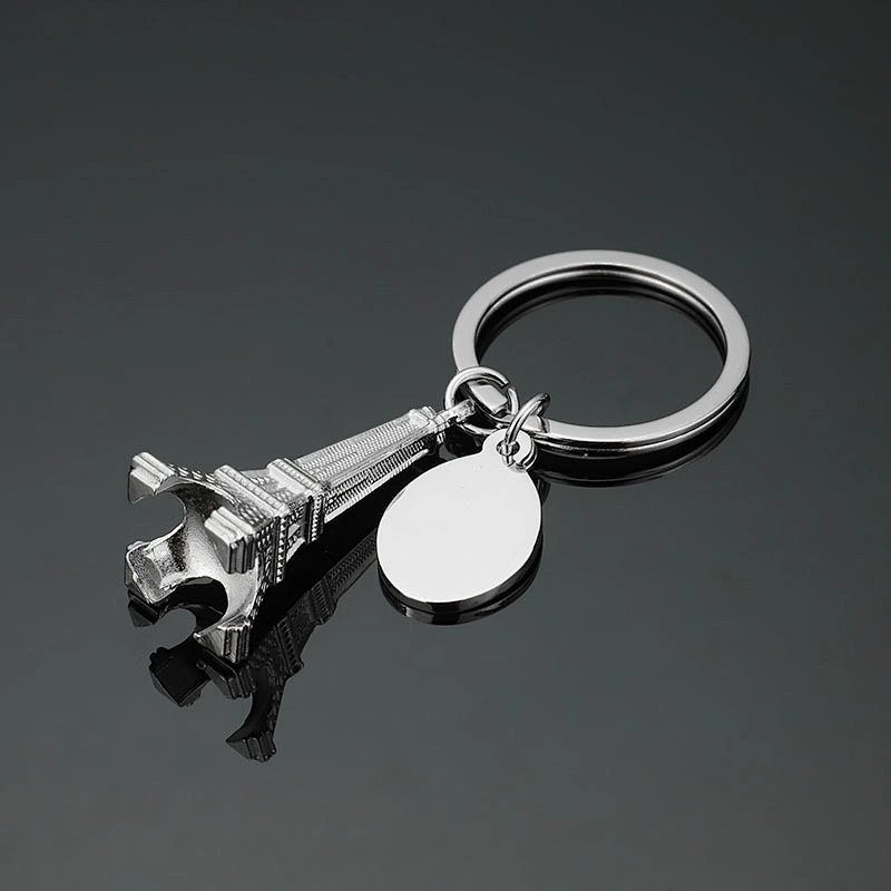 Customized 3D nice France Eiffel Tower metal key chain for wholesale