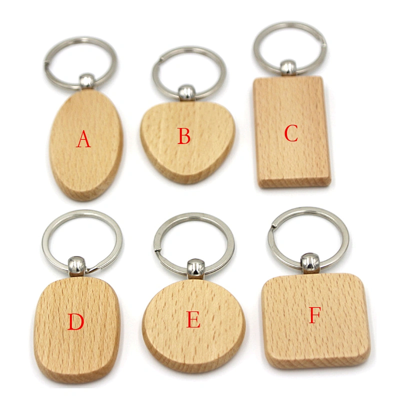 Wholesale high quality promotional customize carving logo blank wooden keychain