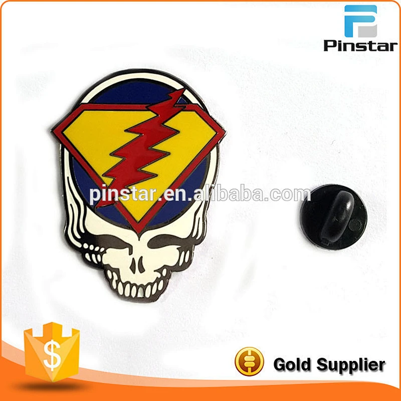 Mustom Flower Skull Metal Lapel Pin Badge Grateful Dead Hat lapel Pins