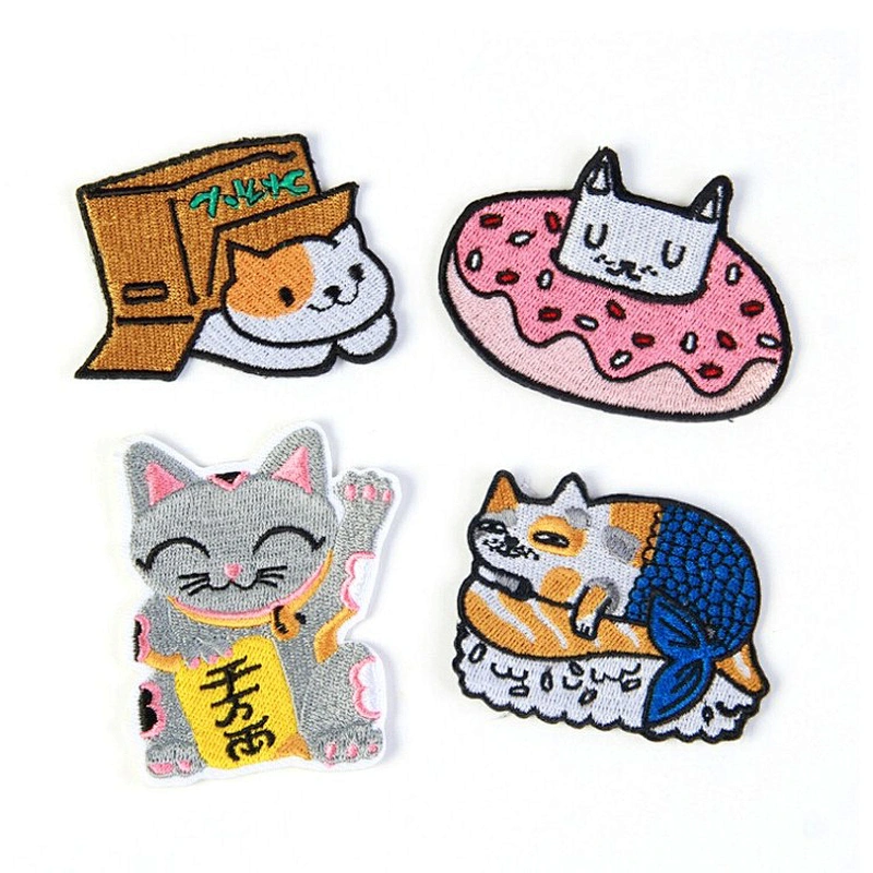 Cute Cat Clothing Iron On Embroidered Custom Woven Patch