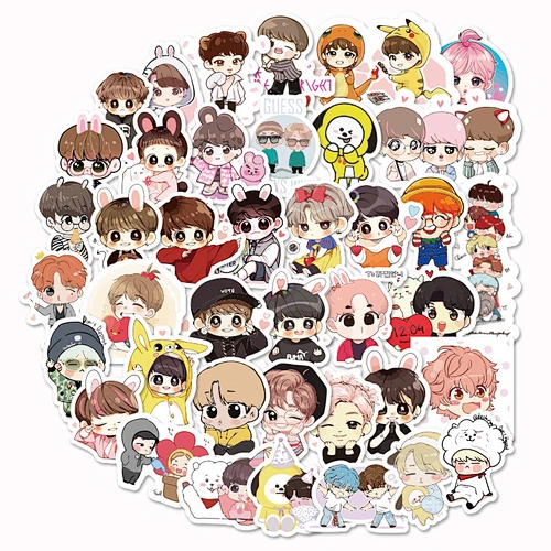 Factory Wholesale In Stock Adhesive Waterproof PVC Stickers Custom Shaped Cartoon BTS Sticker