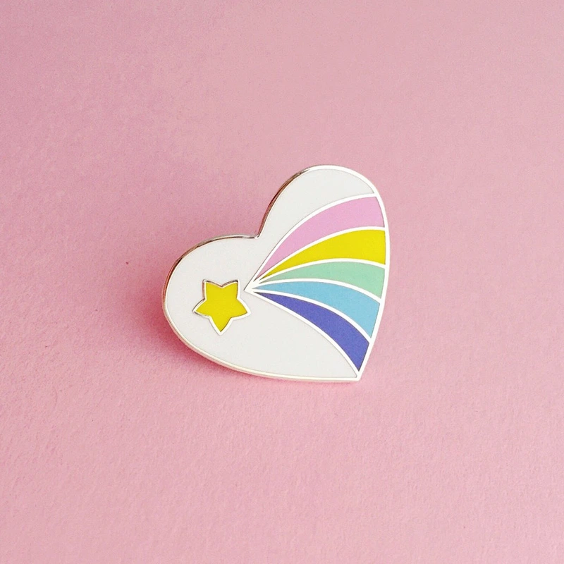heart enamel Metal Badge with glittering