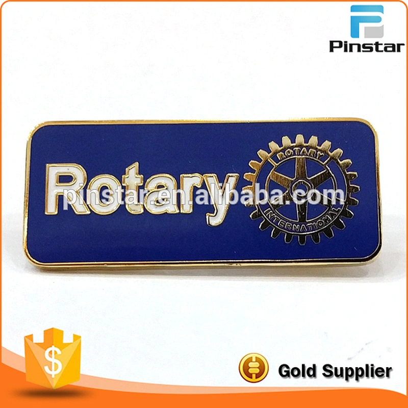 Gold Finished White and Blue Rotary International Lapel Pin